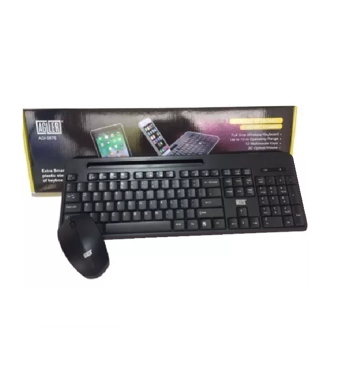 Combo de teclado inalámbrico, teclado inalámbrico de 2.4 GHz, teclado retro  de computadora de oficina de tamaño completo Letton y mouse inalámbrico